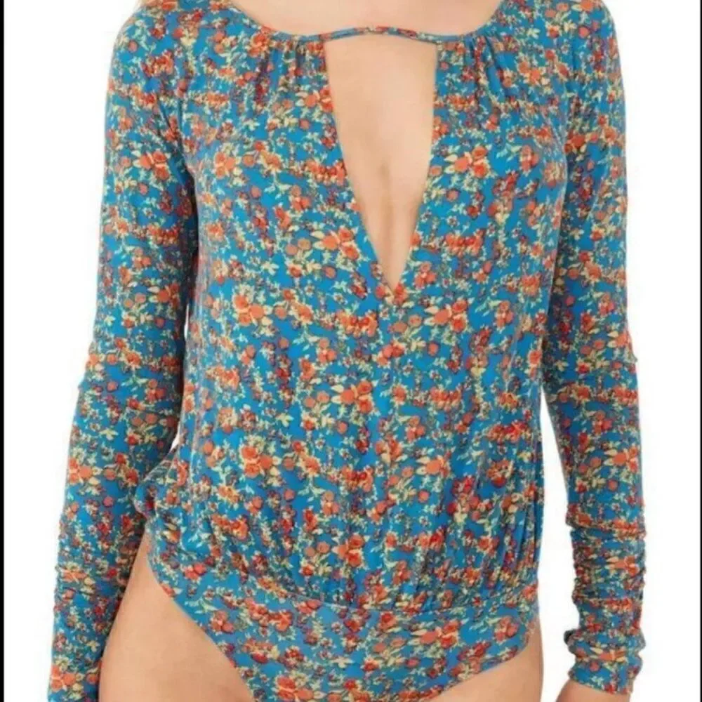 Free People Intimately free floral turquoise body suit size XS NWT